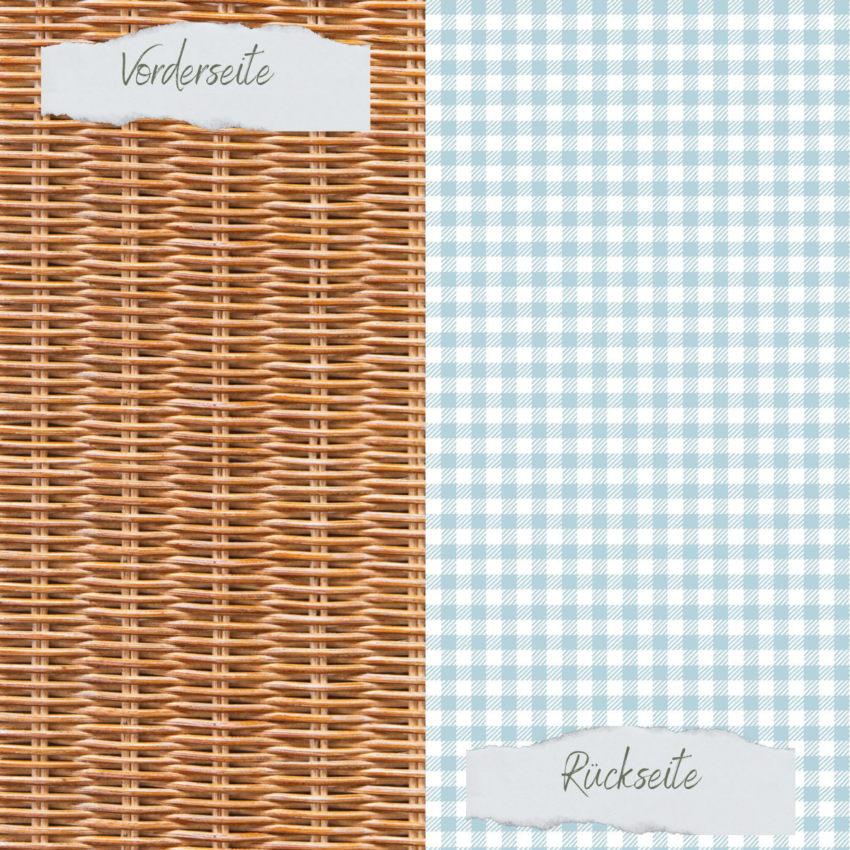 Designpapier - Picknickkorb - Doppelseitig bedruckt