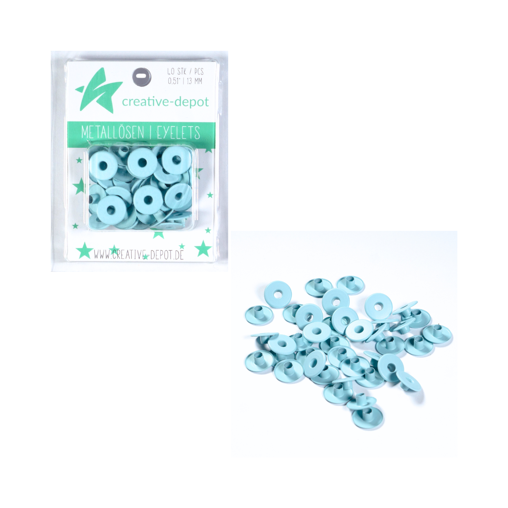 Breite Eyelets - Vintage Hellblau - Matt - 13 mm