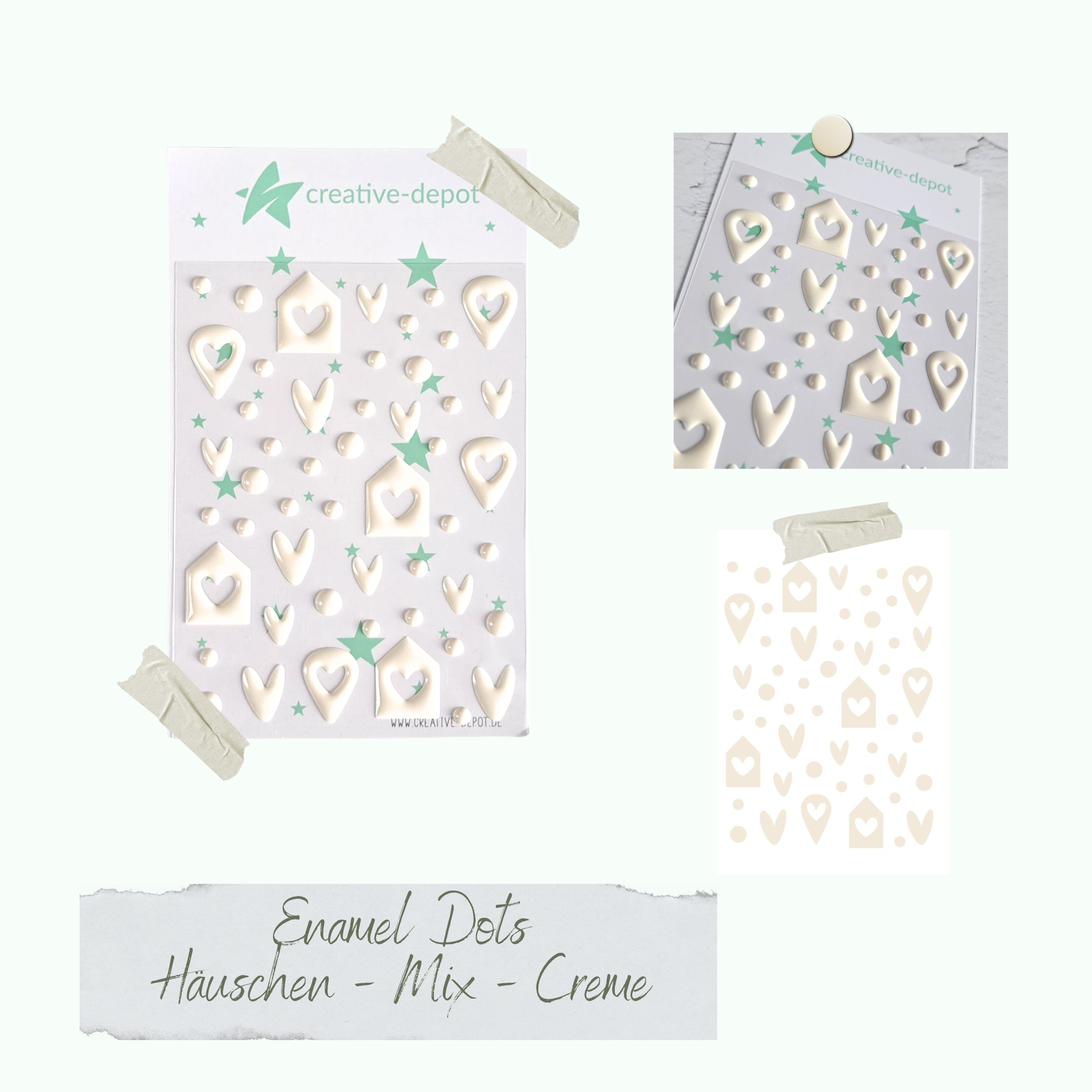 CD-ED-108 Enamel Dots - Häuschen Mix - Creme