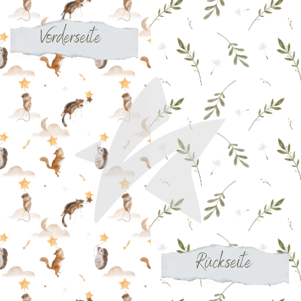 Design paper - Small dreamy forest animals - Printed on both sides