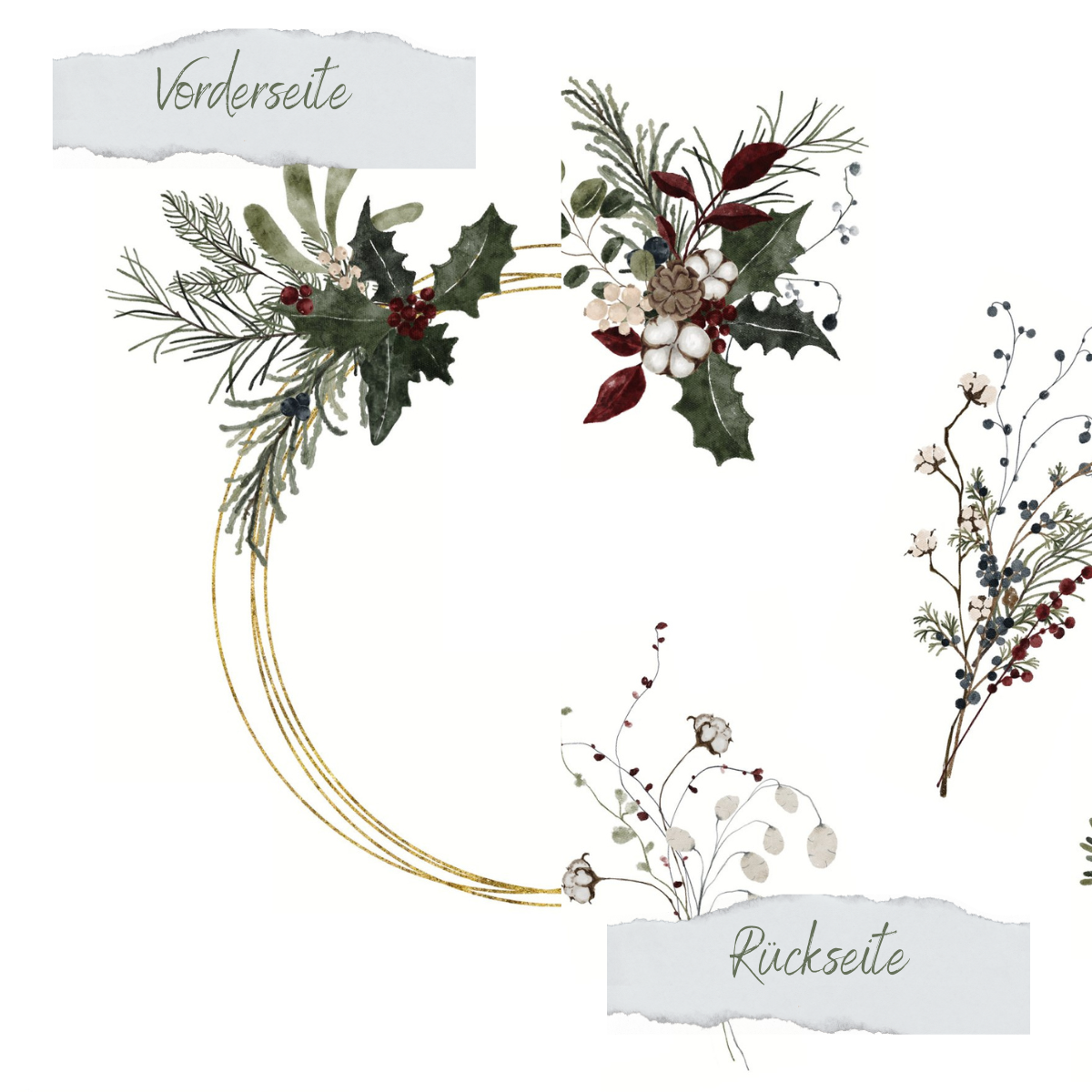 Papel de diseño - Winterbeeren Rahmen - Doppelseitig bedruckt Papel de diseño - Winterbeeren Rahmen - Doppelseitig bedruckt
