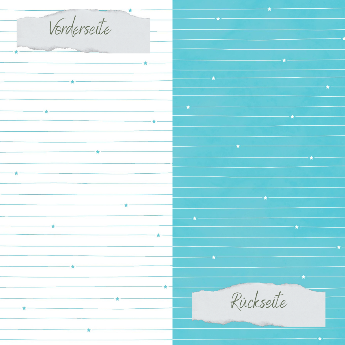 Design paper - Basic - Pool - Doodle Linien mit Sternchen - Beidseitig bedruck