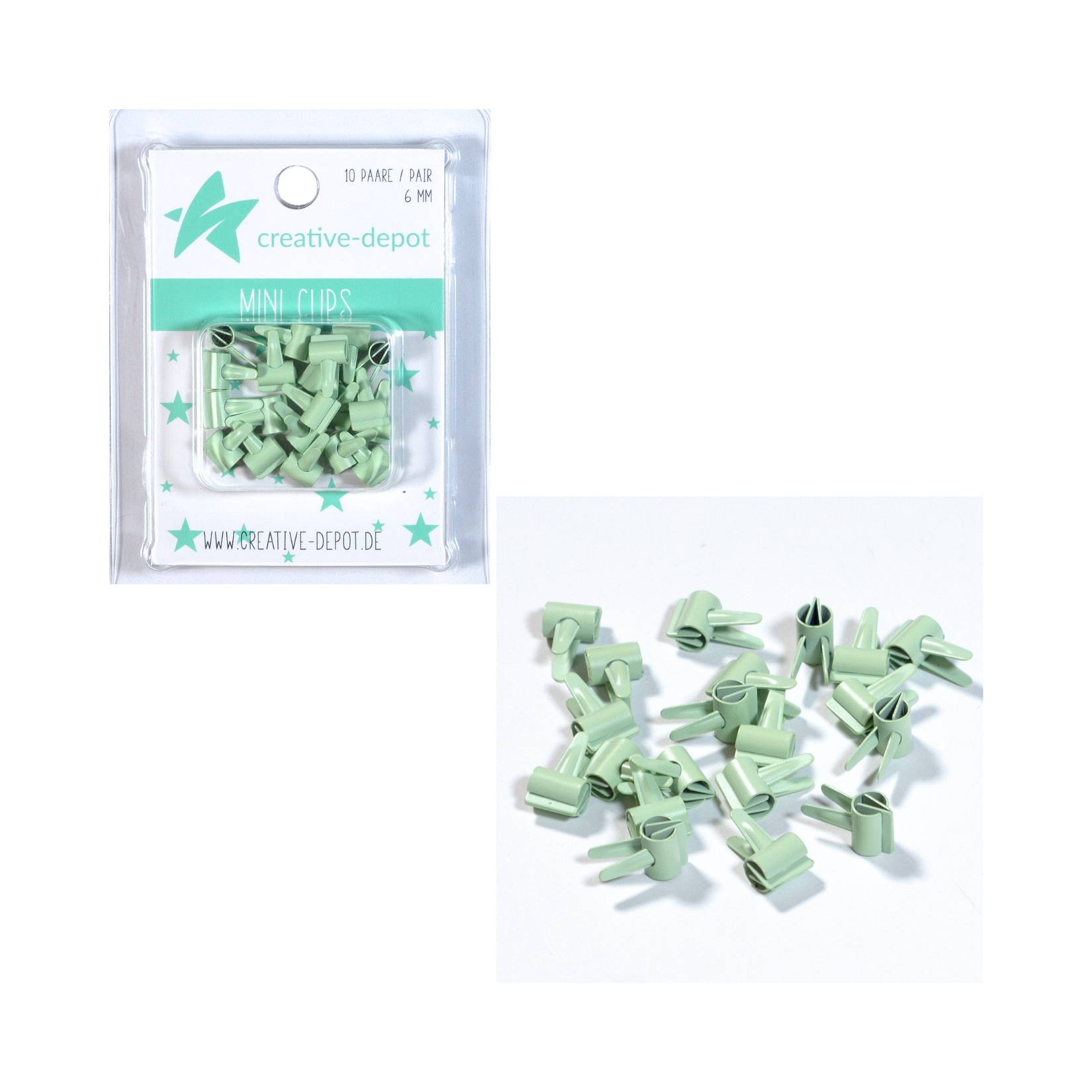 Mini Clip - Seeglas - Matt - 20 Stück