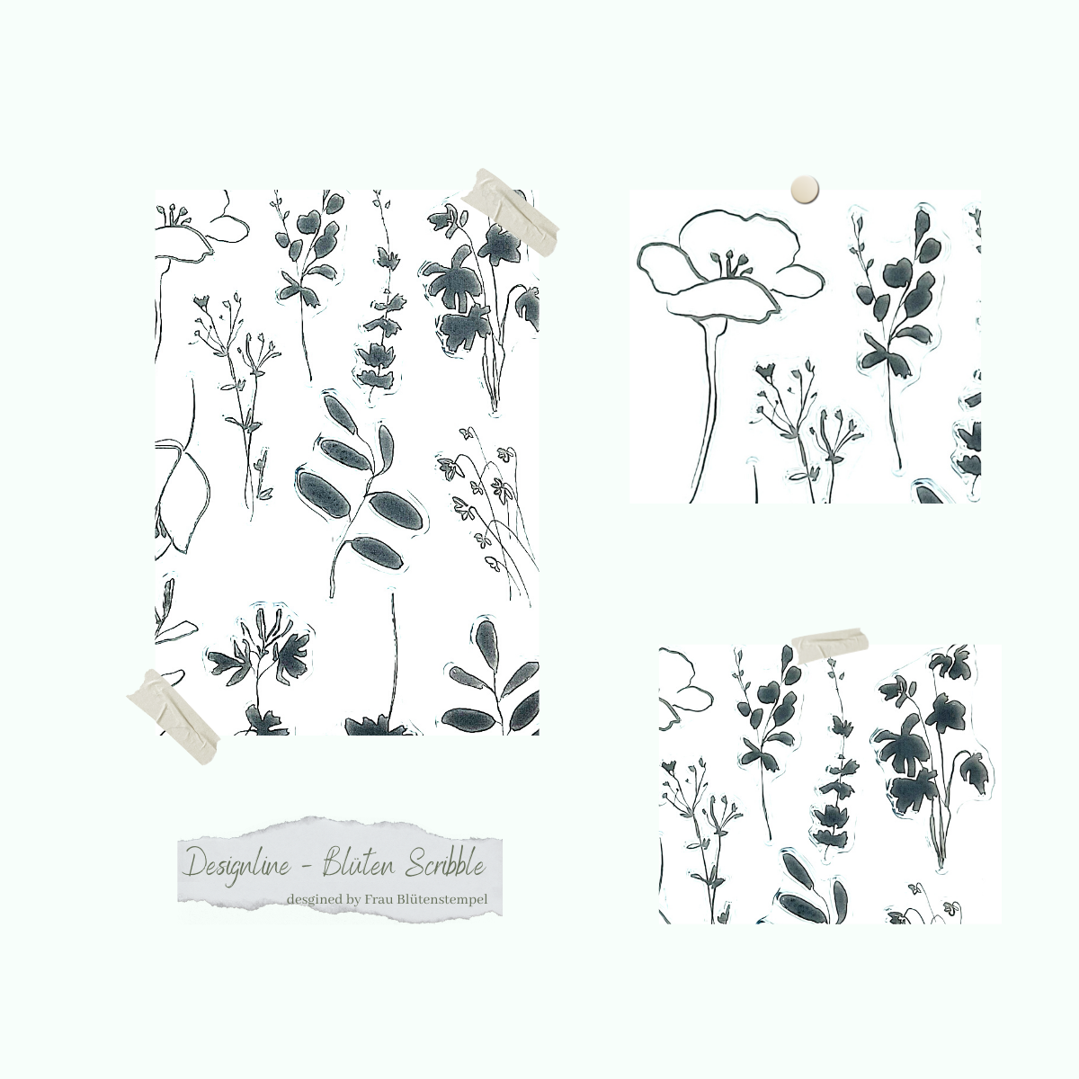 Stamp set - Designline - Blüten Scribble