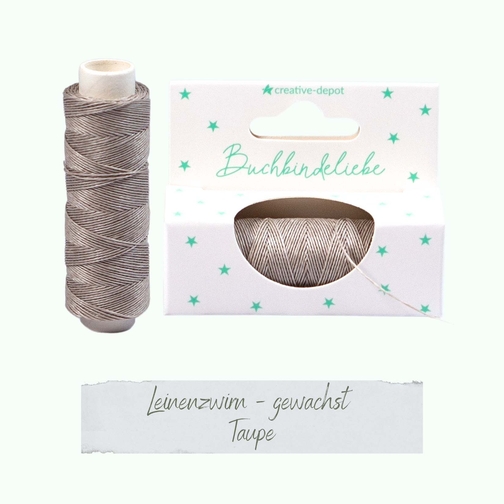 Leinenzwirn gewachst - Taupe - Buchbindeliebe  