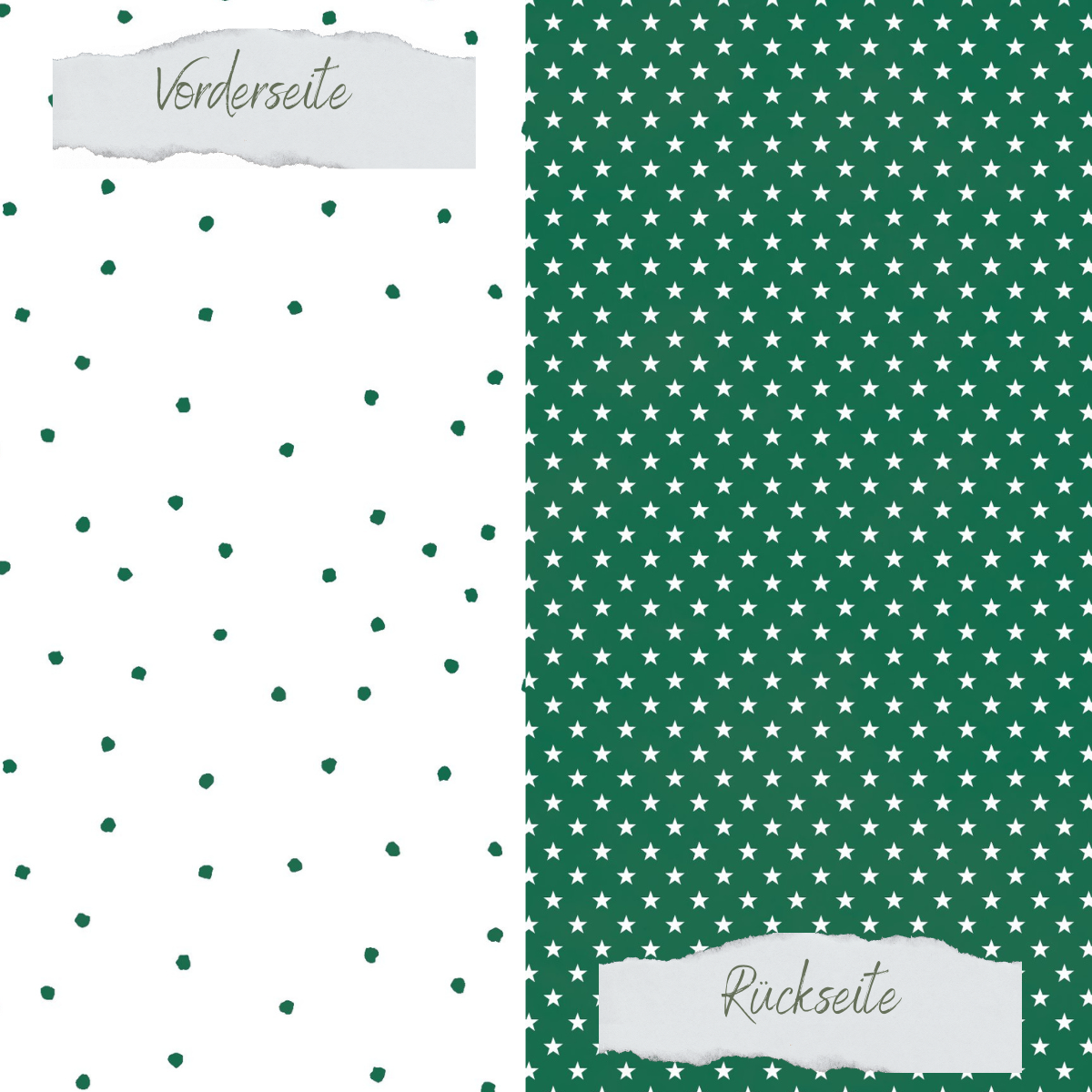 Designpapier - Basic - Tanne - Tupfen und Sternchen - Doppelseitig bedruckt   