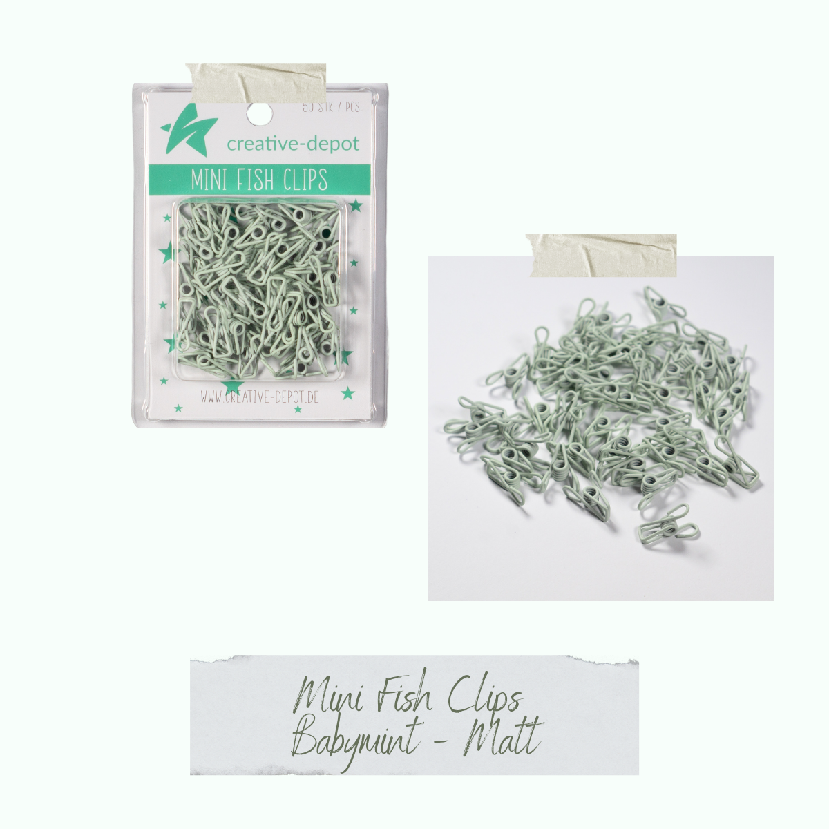 Mini Fish Clip - Babymint - Matt - 50 Stück Mini Fish Clip - Babymint - Matt - 50 Stück