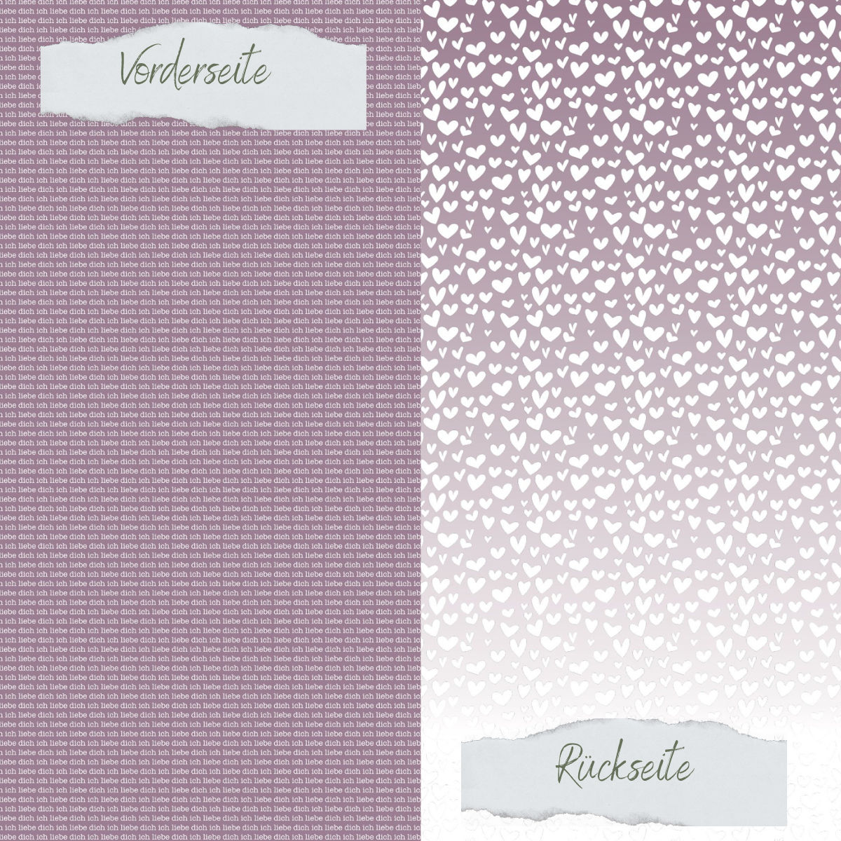 Designpapier - Scrapliebe - Kleiner Liebesbrief - Ombre-Herzen - Doppelseitig bedruckt