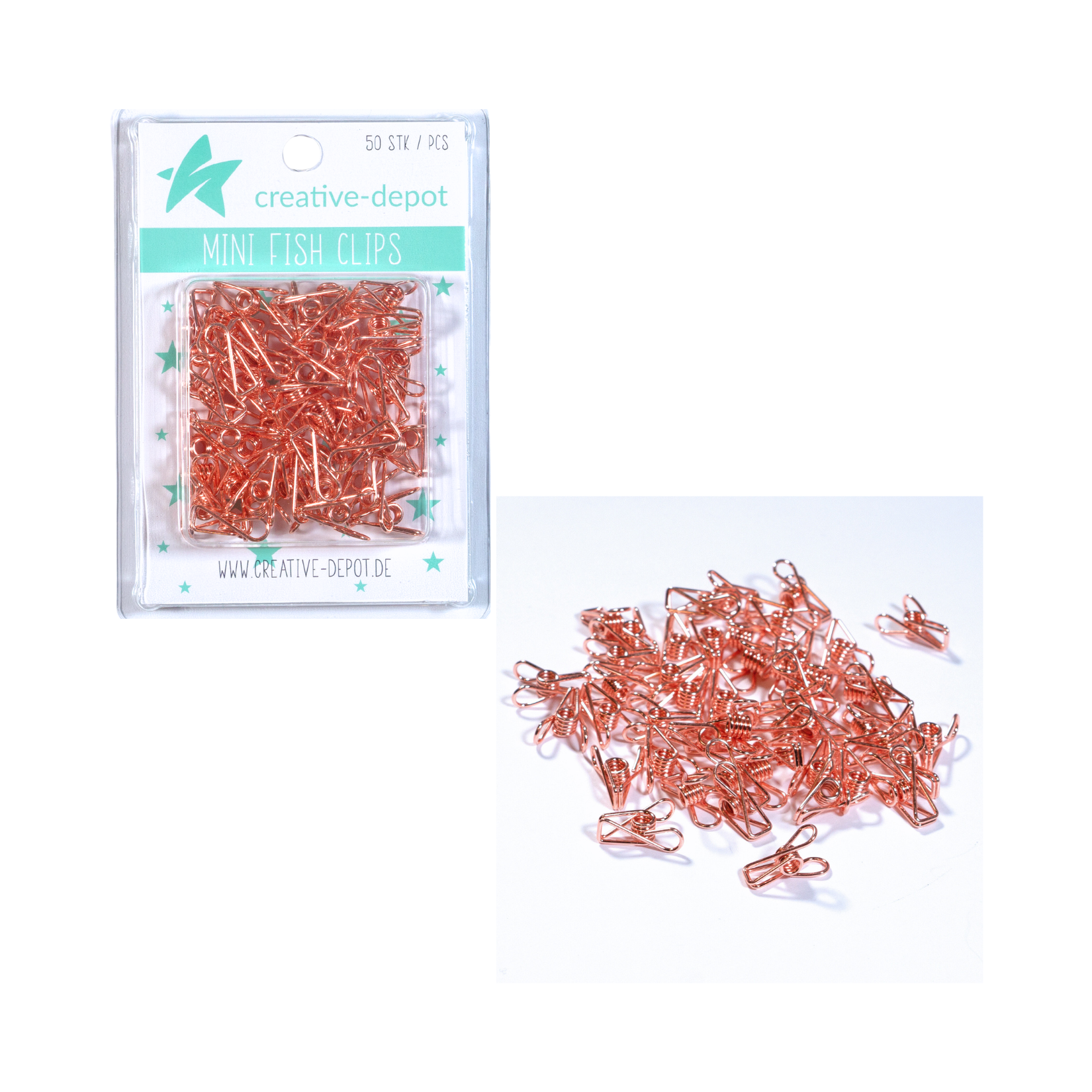Mini Fish Clip - rosegoldfarbend - 50 Stück