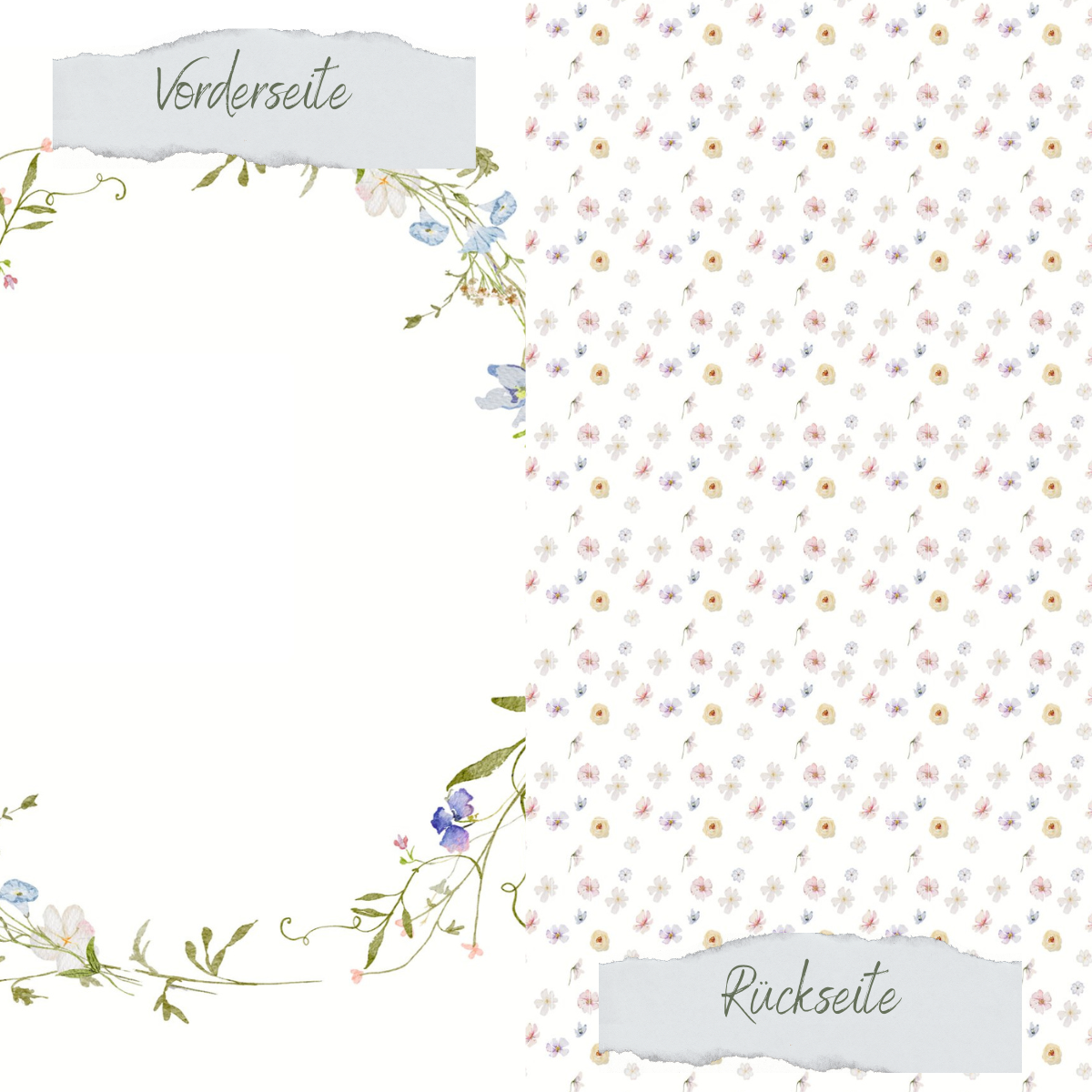 Papel de diseño - Zarter Frühlingskranz - Doppelseitig bedruckt Papel de diseño - Zarter Frühlingskranz - Doppelseitig bedruckt