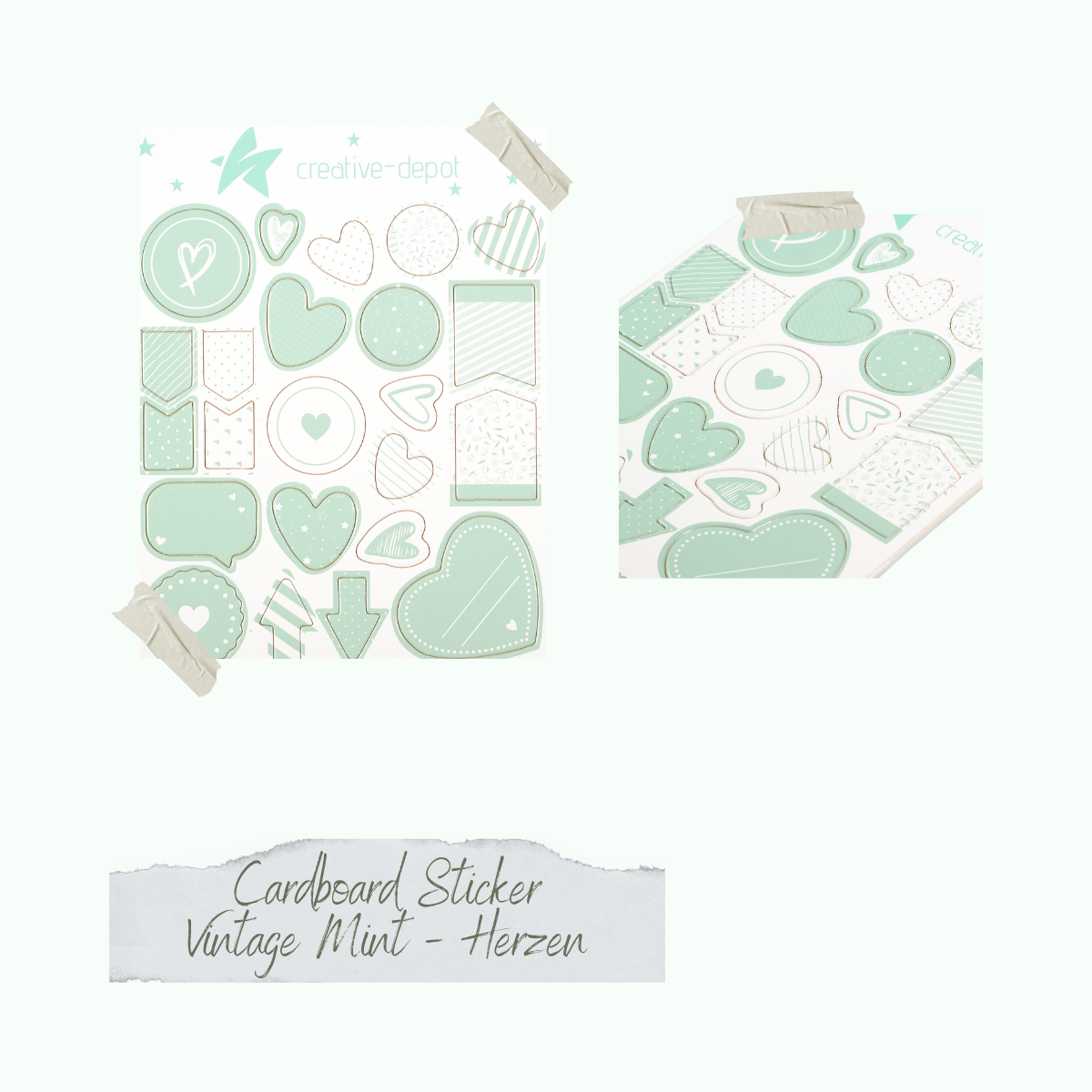 Cardboard Sticker - Vintage Mint - Herzen Cardboard Sticker - Vintage Mint - Herzen