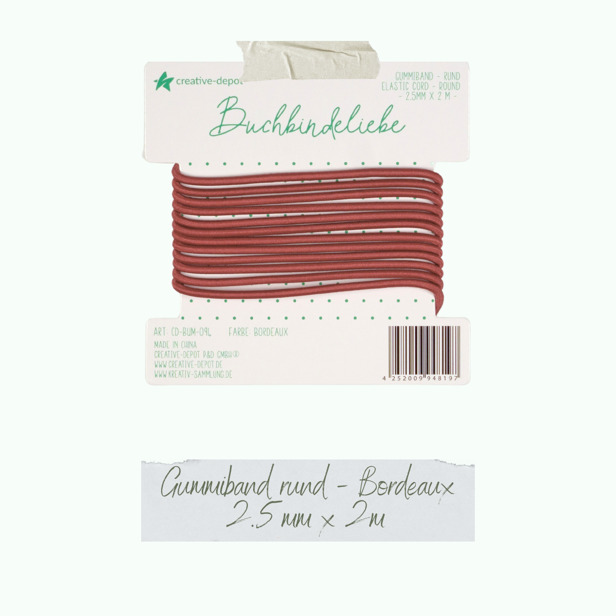 CD-BUM-094_Gummiband-rund-Bordeaux Gummiband - Bordeaux - rund - Buchbindeliebe