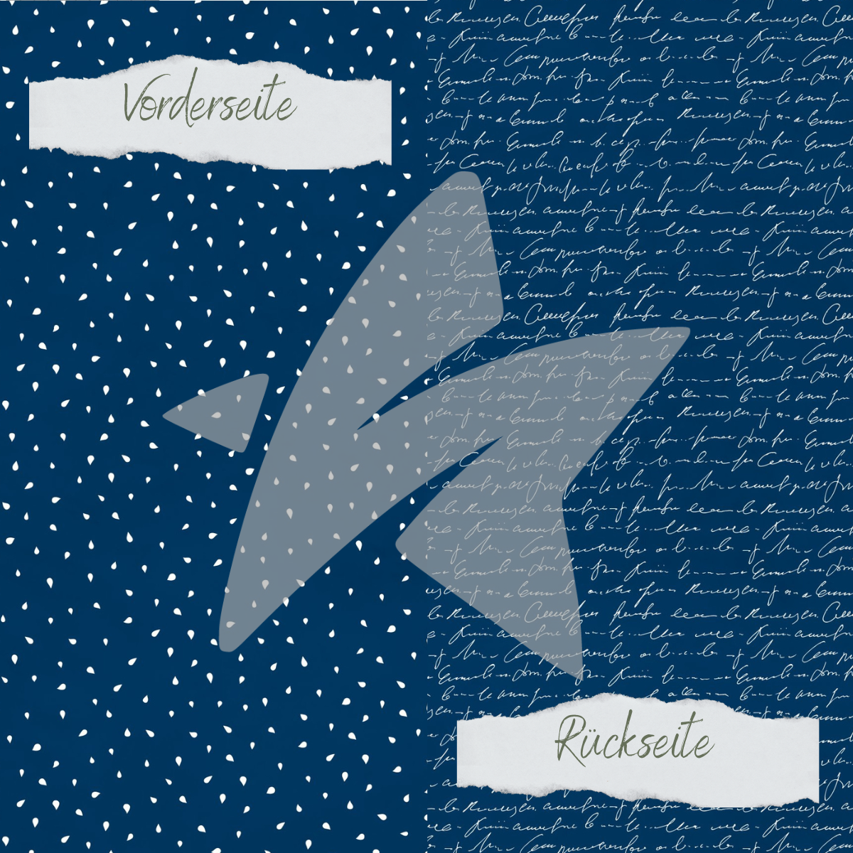 Papier Design - Basic - Marineblau - Apfelkernchen + Schrift - Imprimé double face