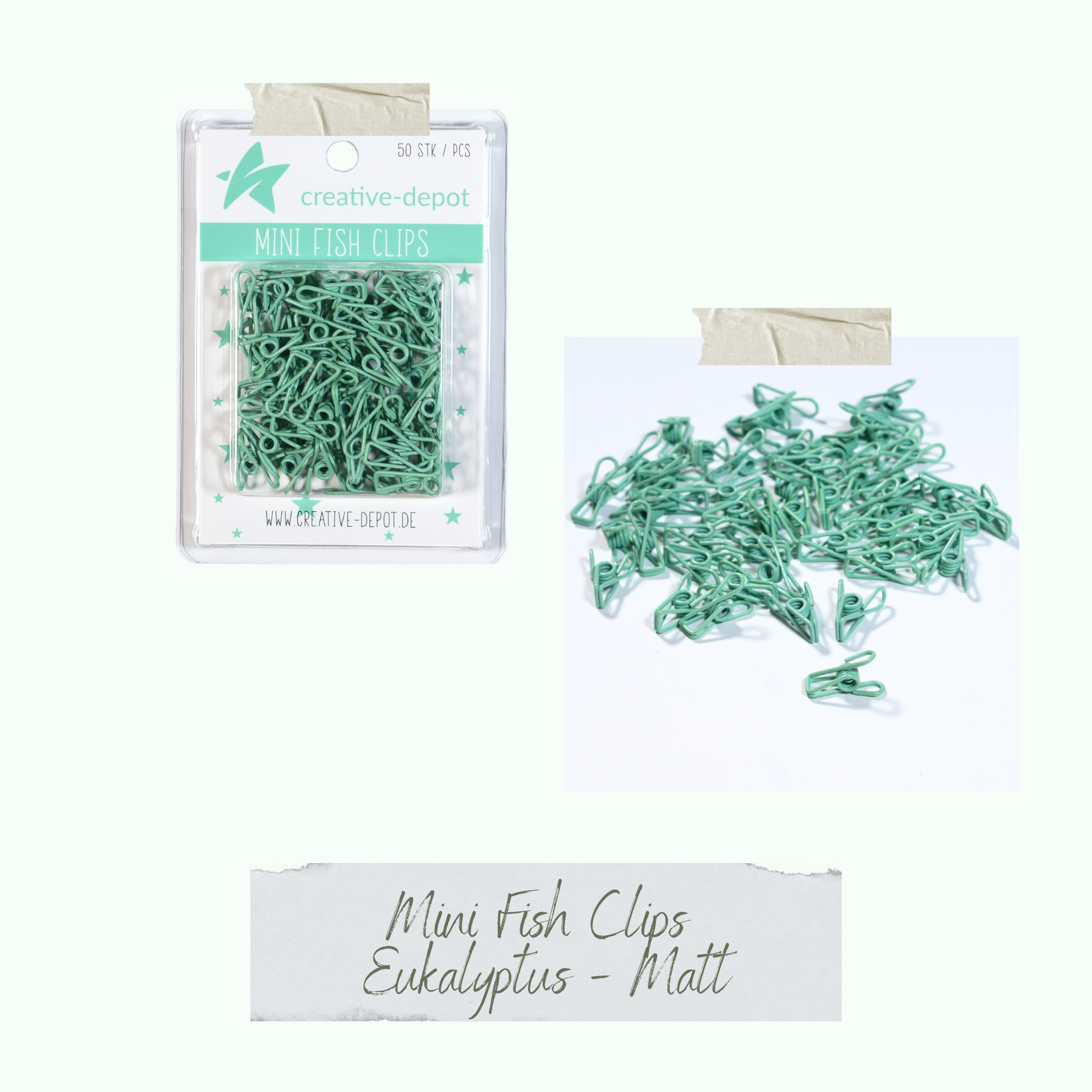 Mini Fish Clip - Eukalyptus - Matt - 50 Stück