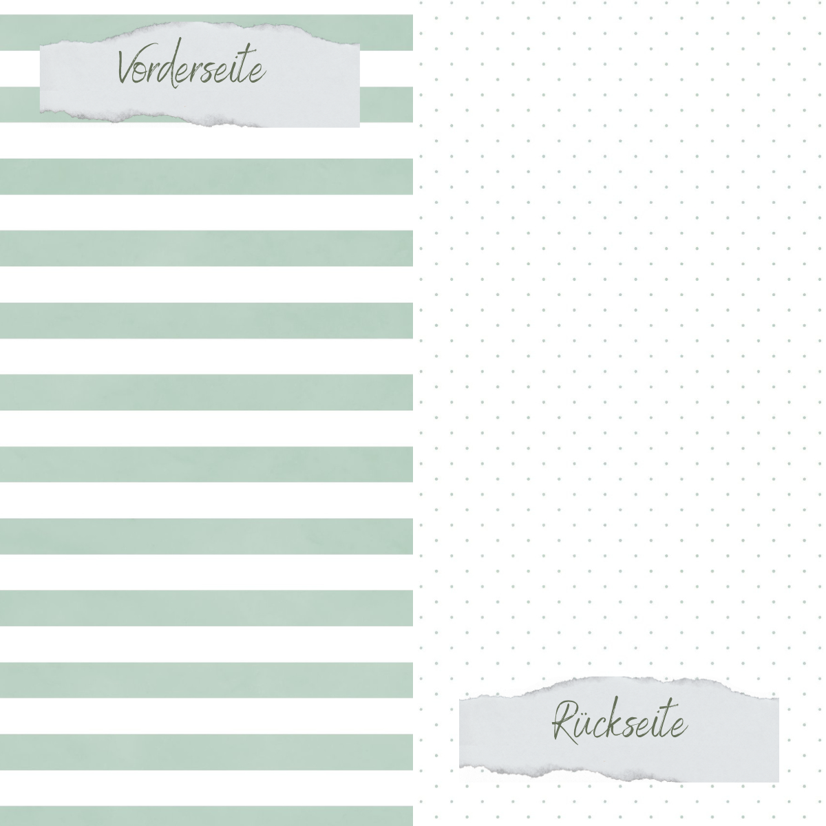 Design paper - Basic - Vintage Mint - Gepunktet + Breite Streifen - Doppelseitig bedruckt