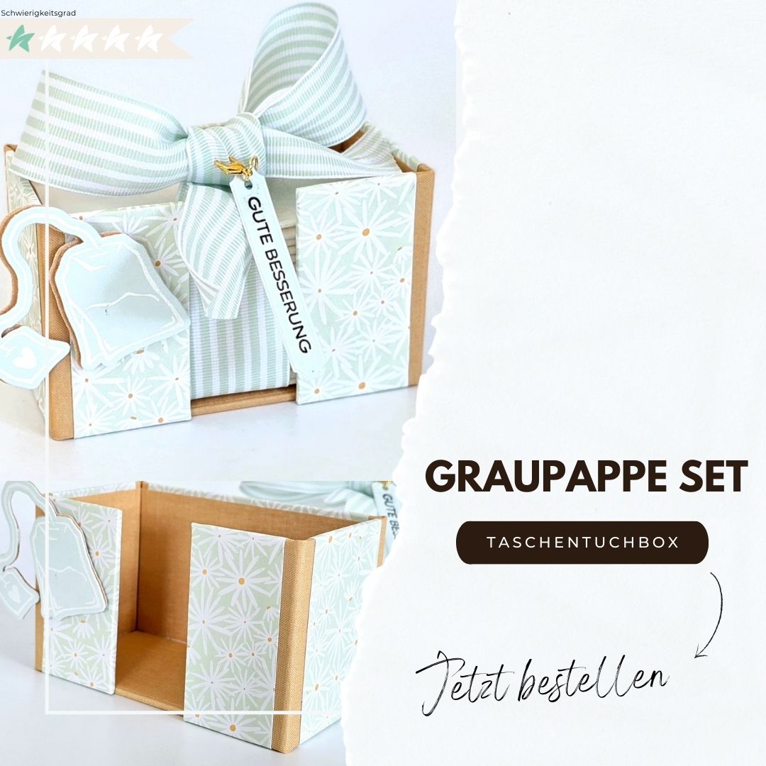 Graupappe Set Taschentuchbox 