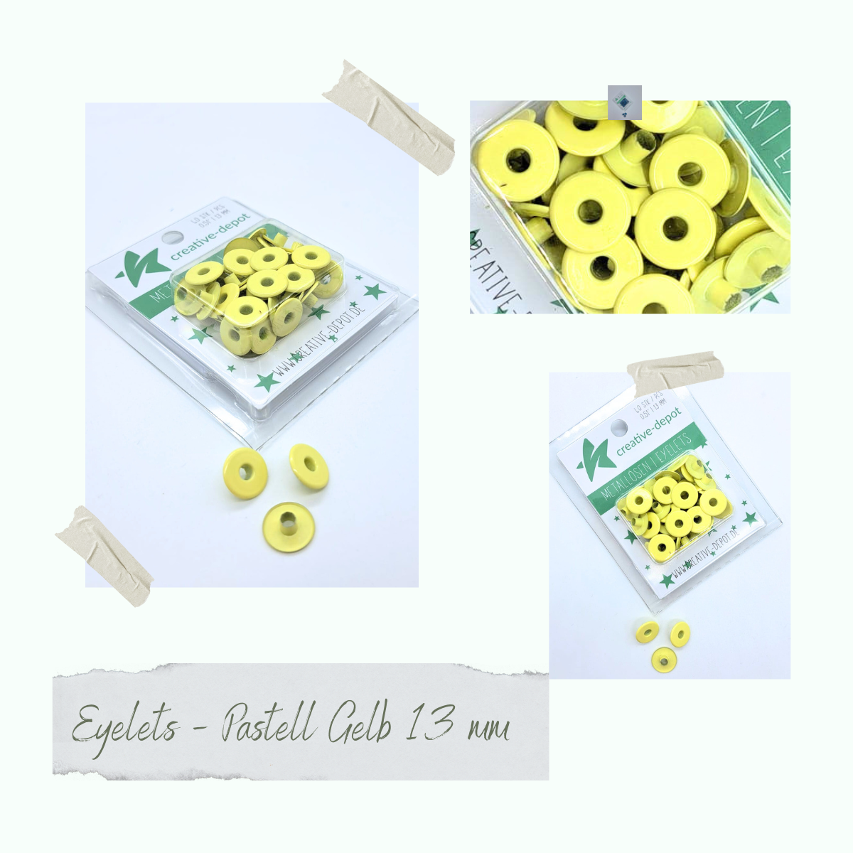 Wide Eyelets - Pastel Yellow - 13mm