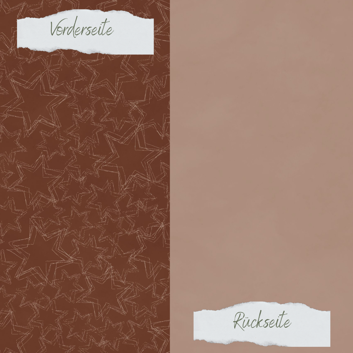 Designpapier - Basic - Schokolade - Doodle Sterne + Uni hell - Doppelseitig bedruckt