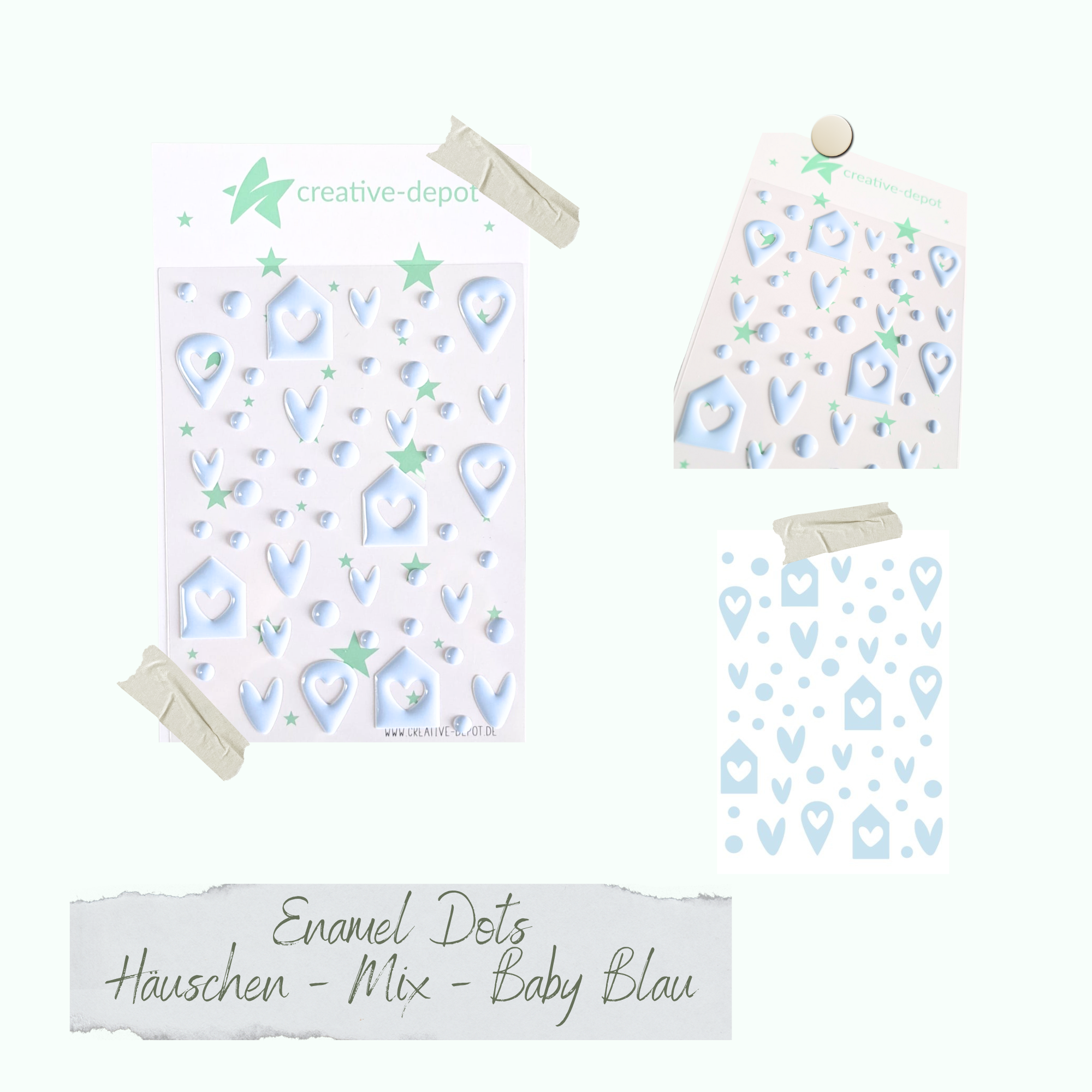 CD-ED-085 Enamel Dots - Häuschen Mix - Baby Blau