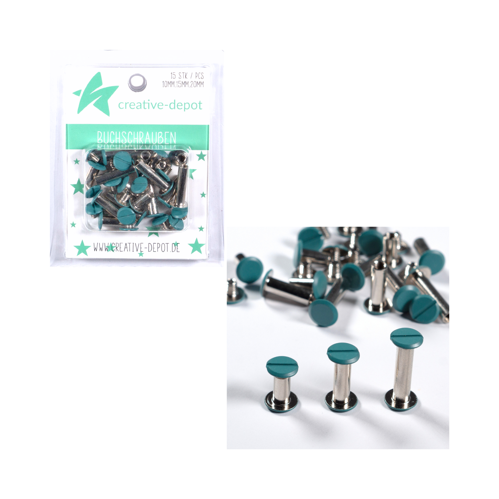 Buchschrauben - Salbei - Matt - 15 Stück