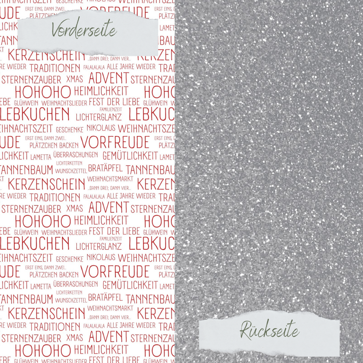 Designpapier - Scrapliebe - Dezembertagebuch - Weihnachtswörter rot - Doppelseitig bedruckt