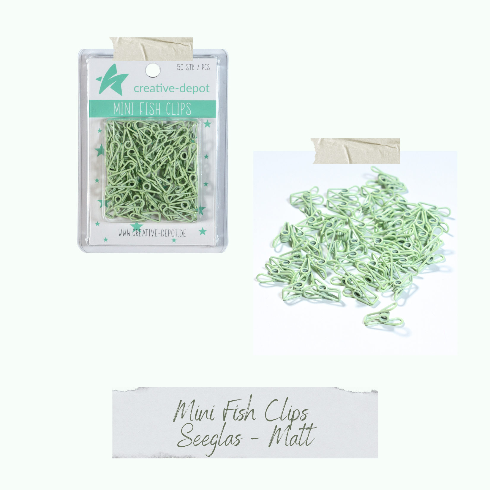 Mini Fish Clip - Seeglas - Matt - 50 Stück