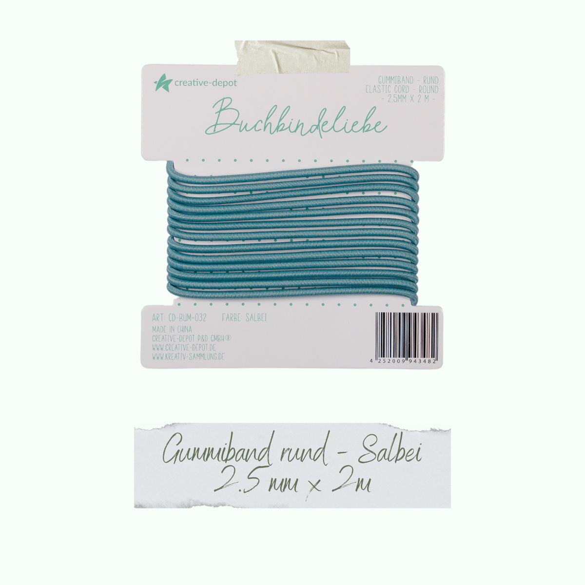 CD-BUM-032_Gummiband-rund-Salbei Buchbindeliebe - Gummiband - Salbei - rund