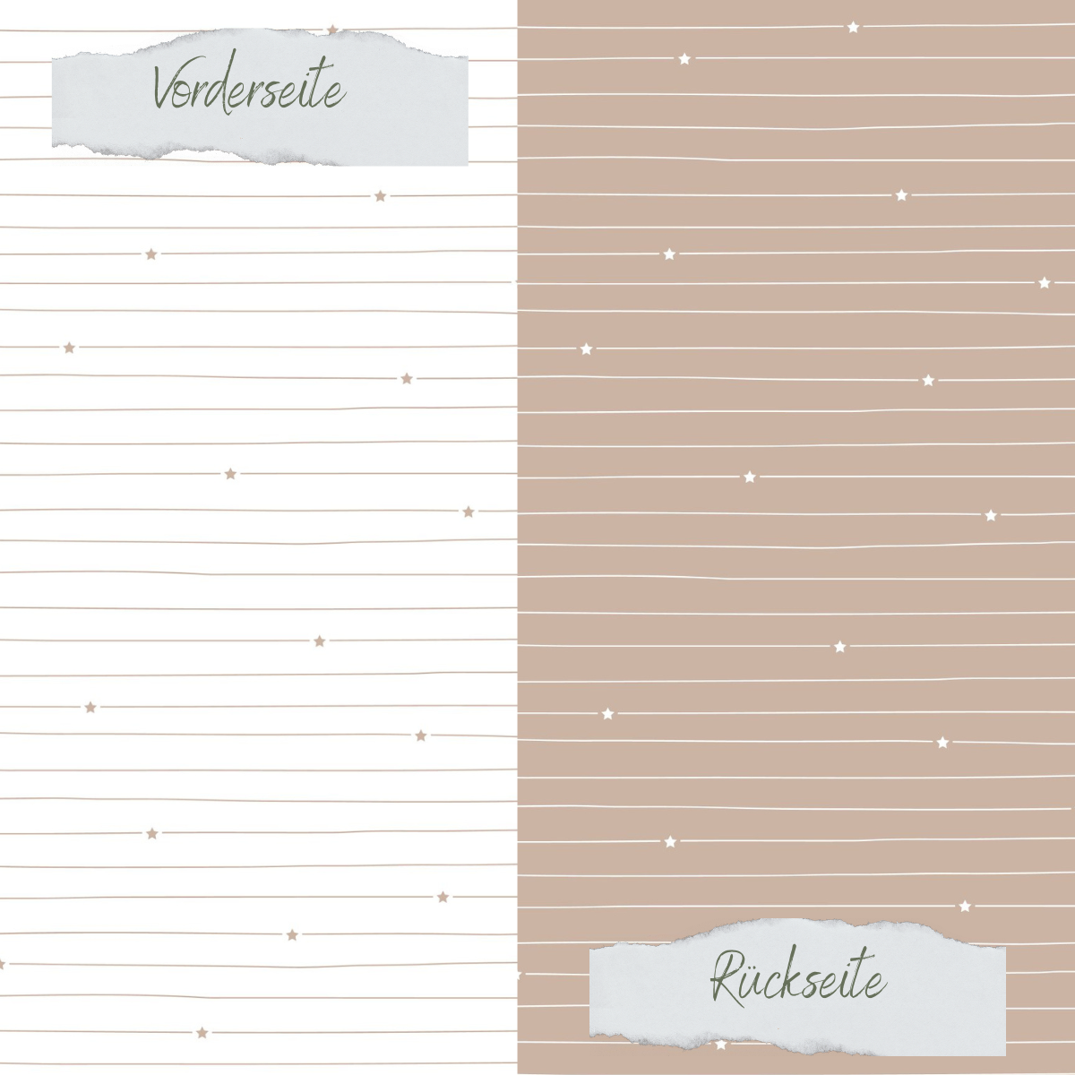 Papier à dessin - Basic - Latte - Doodle Linien mit Sternchen - Doppelseitig bedruckt