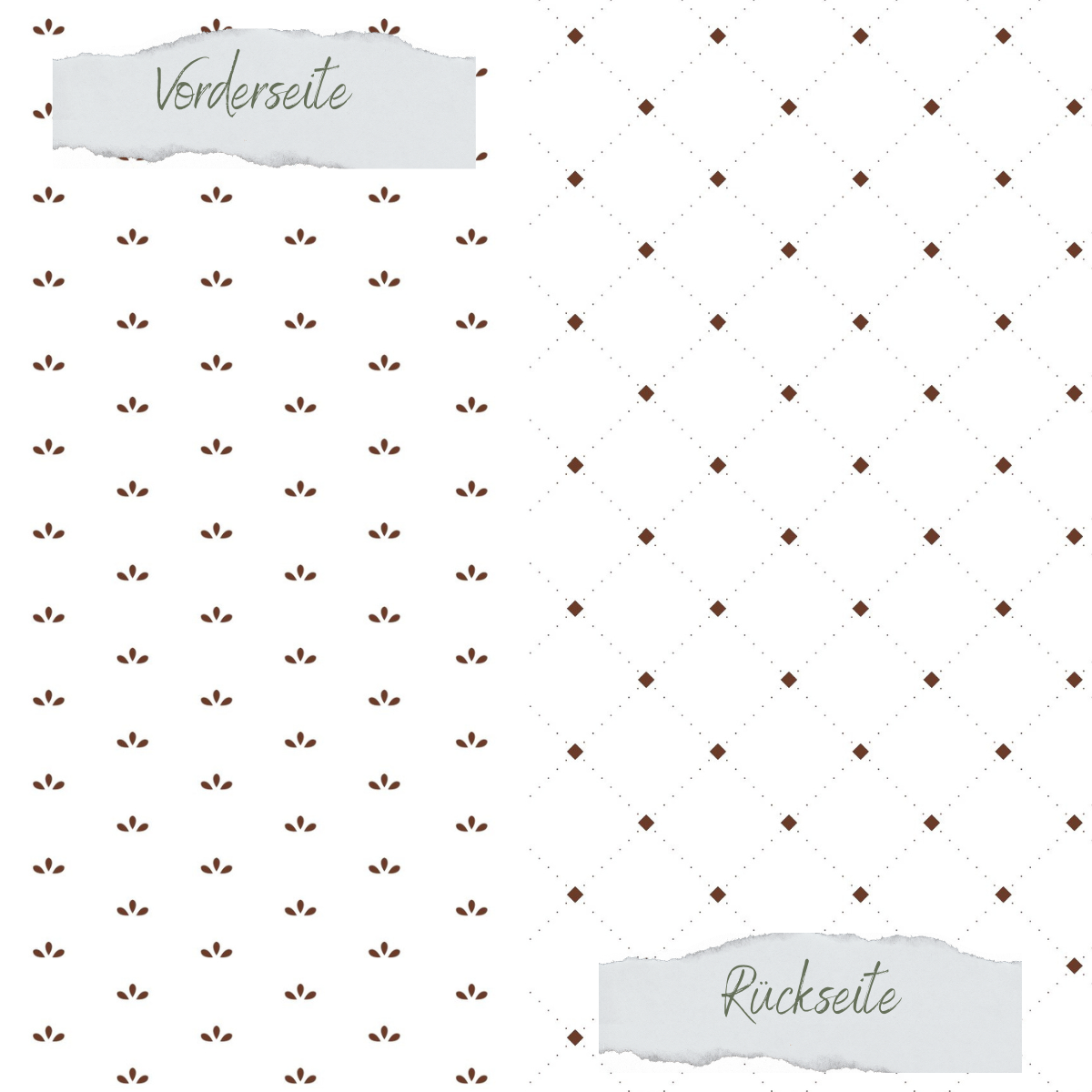 Designpapier - Basic - Schokolade - Blütenblätter + Elegante Karos - Doppelseitig bedruckt 