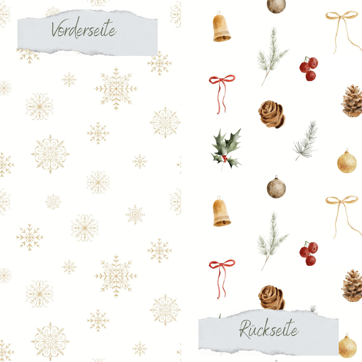 Papier décoratif - Flocons de neige élégants - Imprimé recto-verso