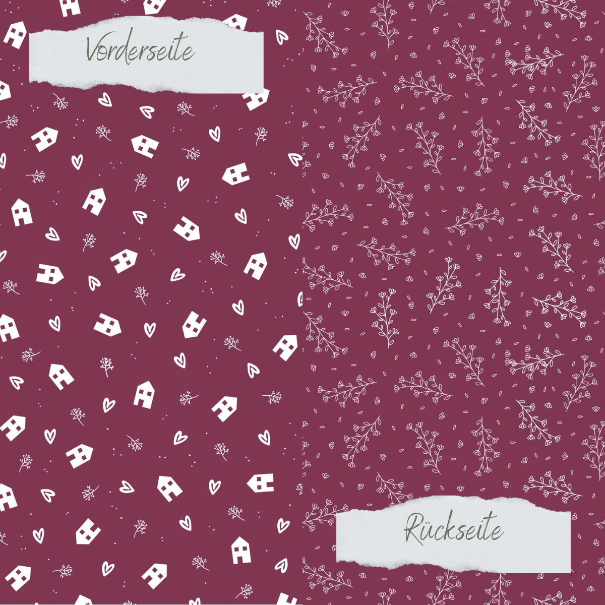 Papel de diseño - Basic - Herbstbeere - Häuser + Zweige - Impreso por las dos caras Papel de diseño - Basic - Herbstbeere - Häuser + Zweige - Impreso por las dos caras