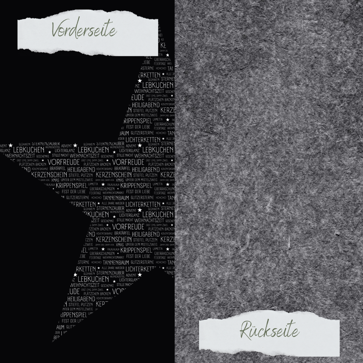 Designpapier - Scrapliebe - Dezembertagebuch - Wörterstern schwarz - Doppelseitig bedruckt