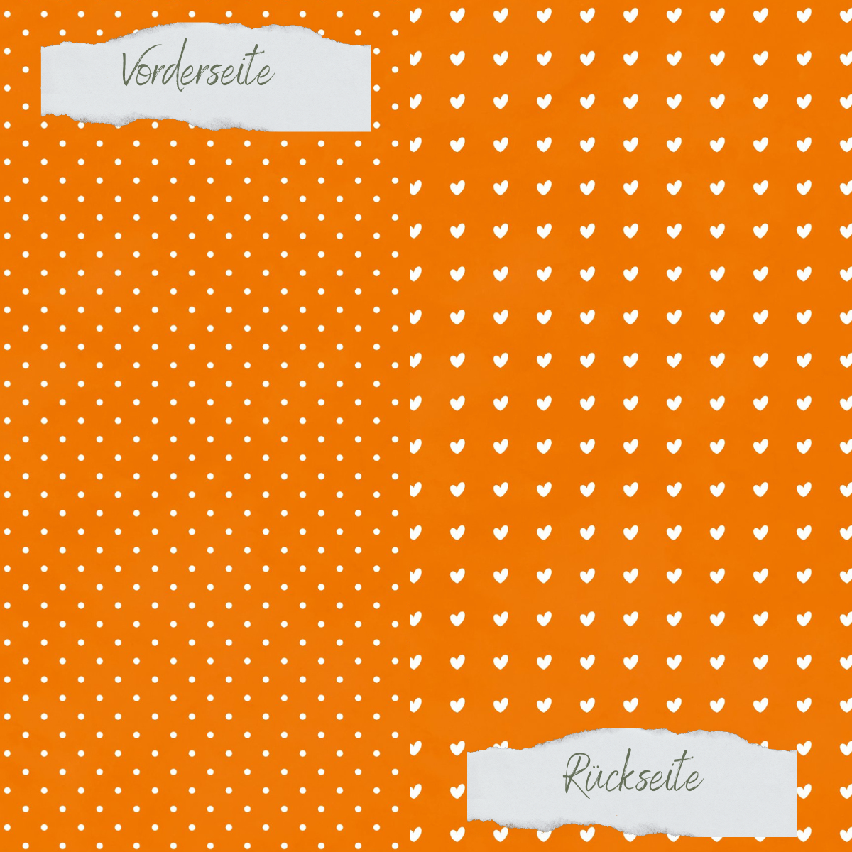 Designpapier - Basic - Herbstorange - Pünktchen + Herzchen - Doppelseitig bedruckt