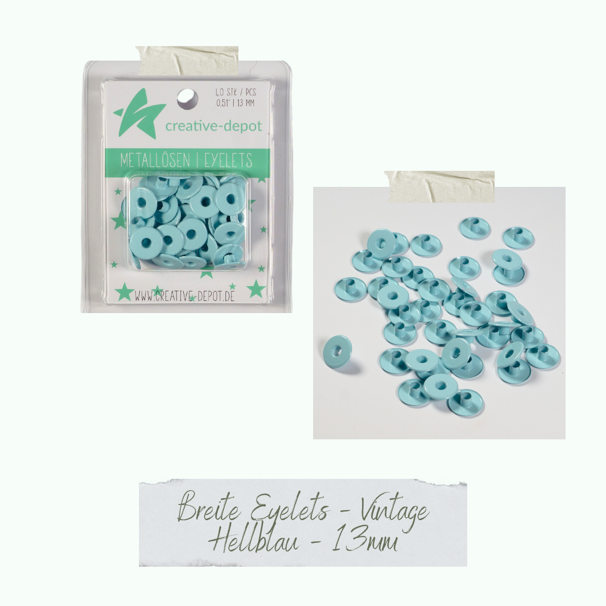 CD-EY-077_Breite-Eyelets-Vintage-Hellblau-13mm Breite Eyelets - Vintage Hellblau - 13 mm
