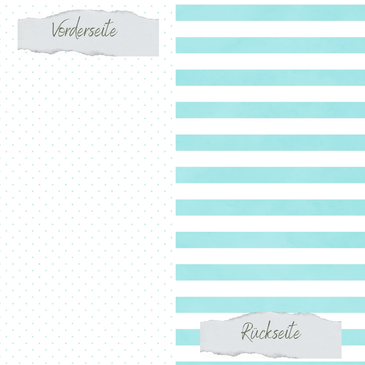 Designpapier - Basic - Meermint - Gepunktet + Breite Streifen - Doppelseitig bedruckt