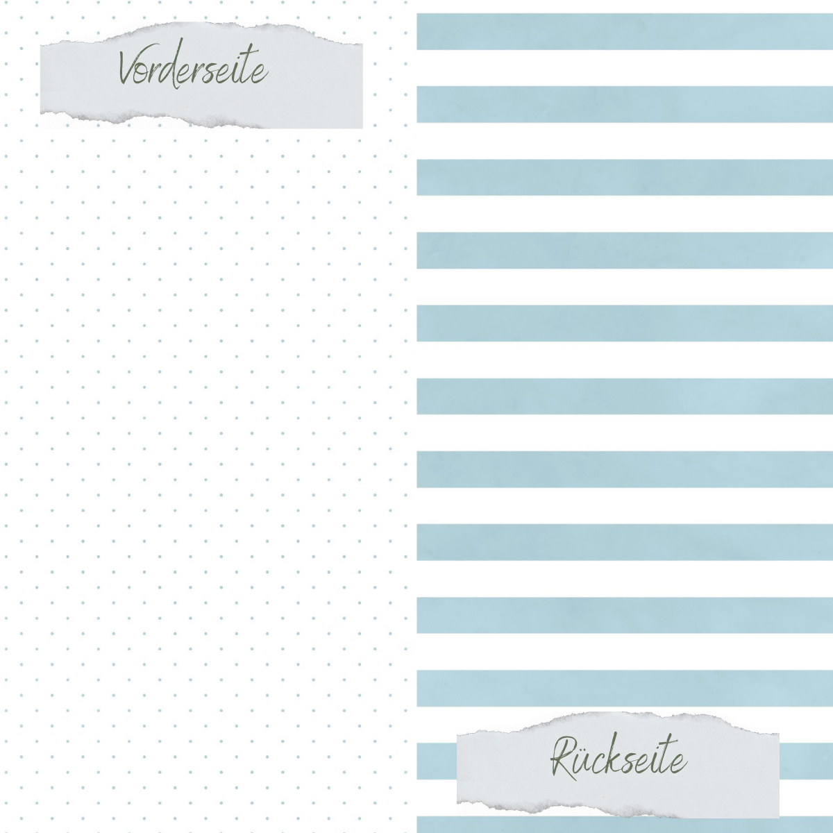 Designpapier - Basic - Vintage Hellblau - Gepunktet + Breite Streifen - Doppelseitig bedruckt