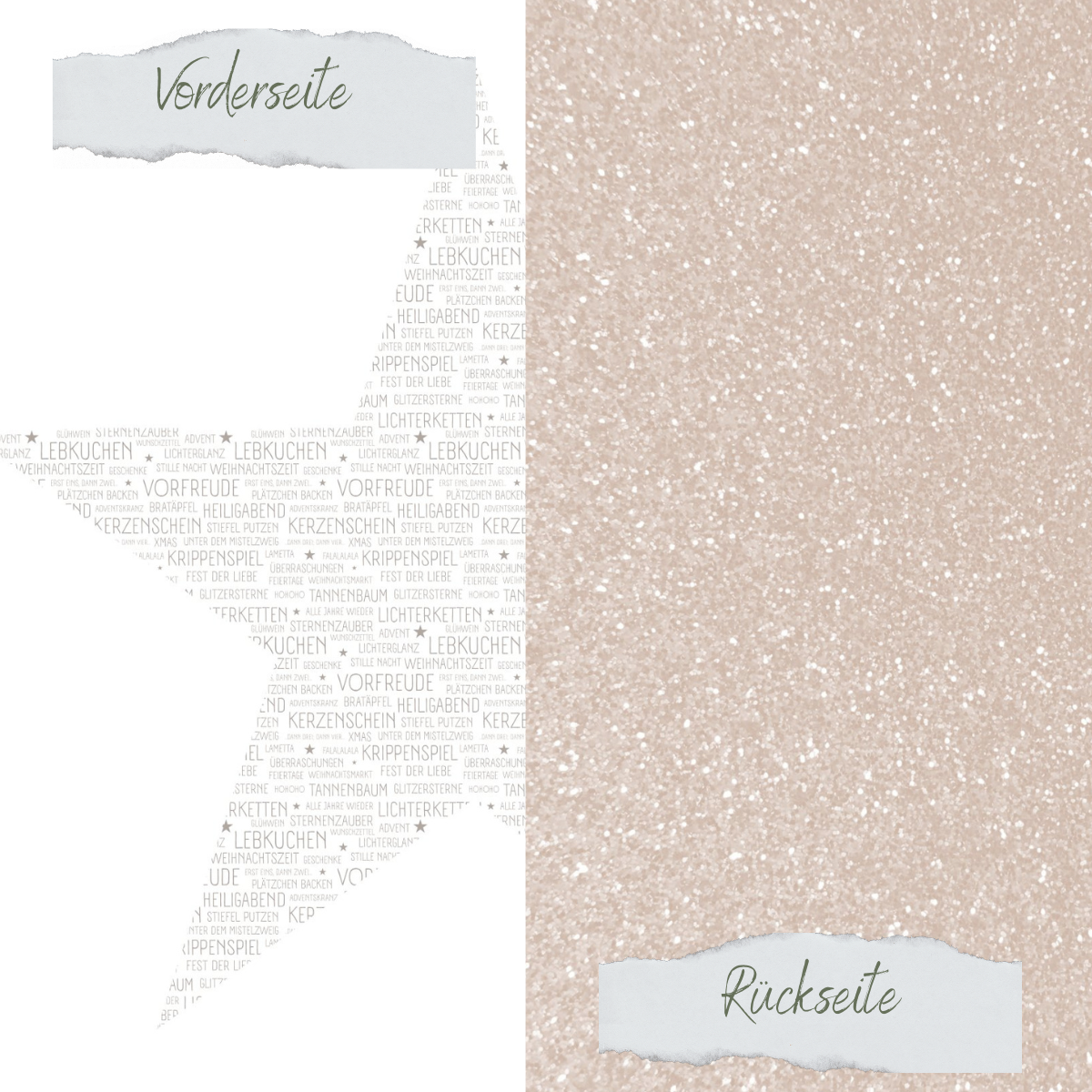 Designpapier - Scrapliebe - Dezembertagebuch - Wörterstern - Weiß - Taupe- Doppelseitig bedruckt