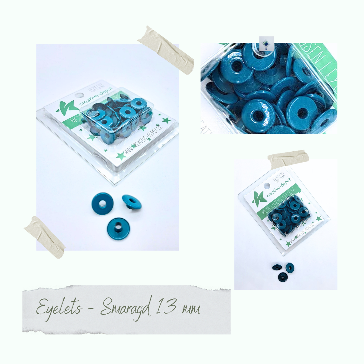 Breite Eyelets - Smaragd - 13mm