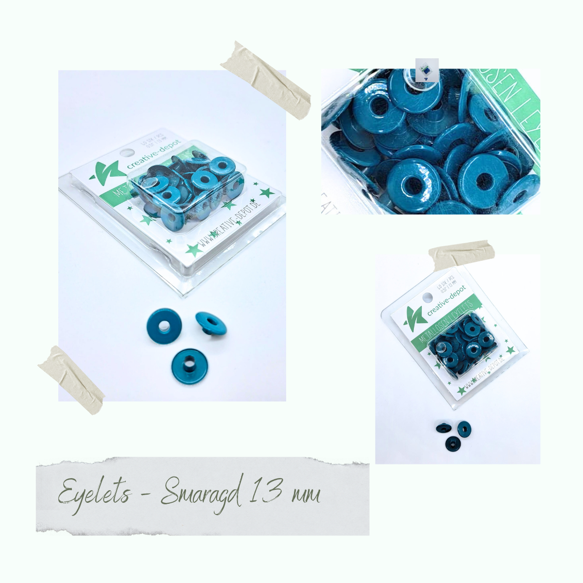 CD-EYB-034 Breite Eyelets - Smaragd - 13mm