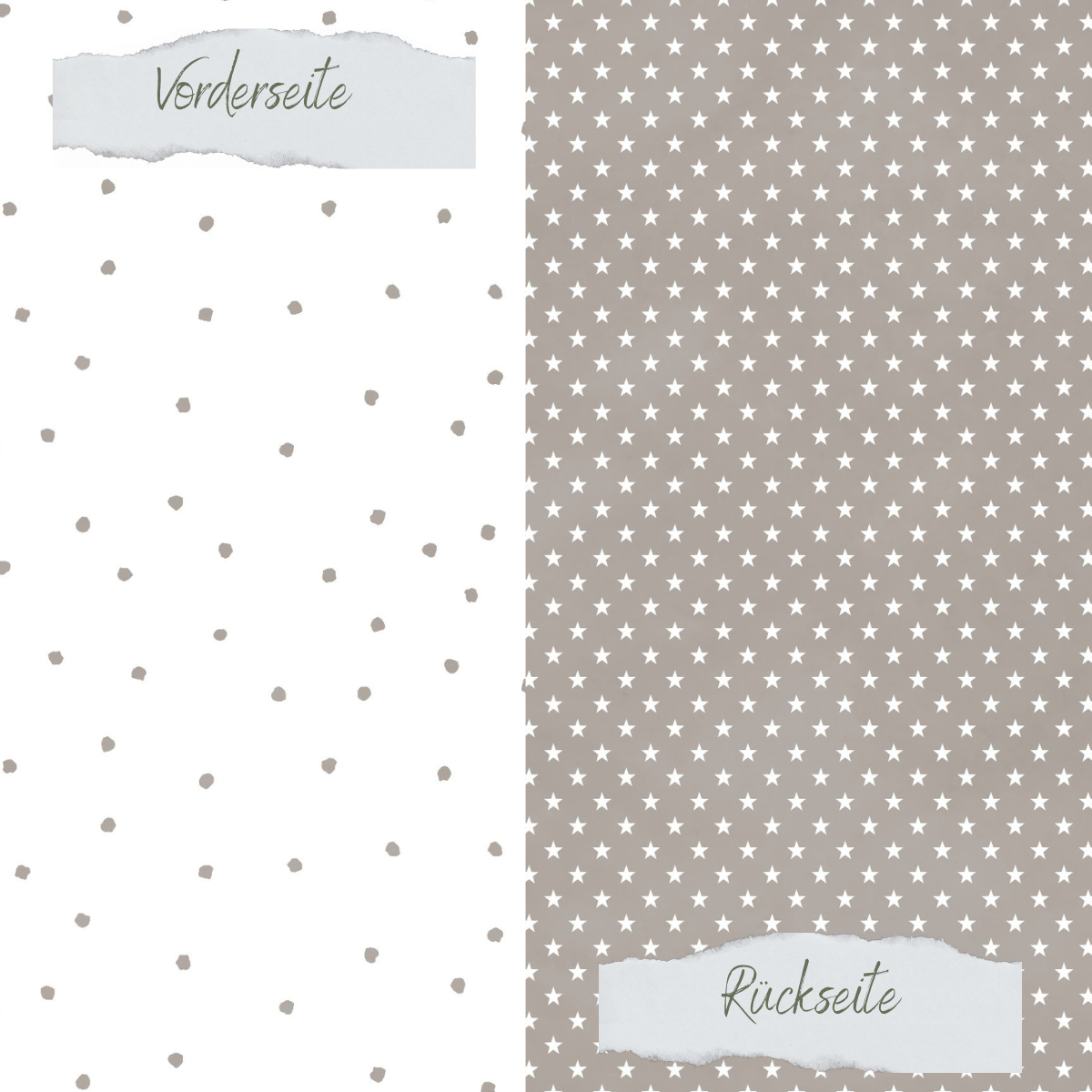 Designpapier - Basic - Taupe - Tupfen + Sternchen - Doppelseitig bedruckt