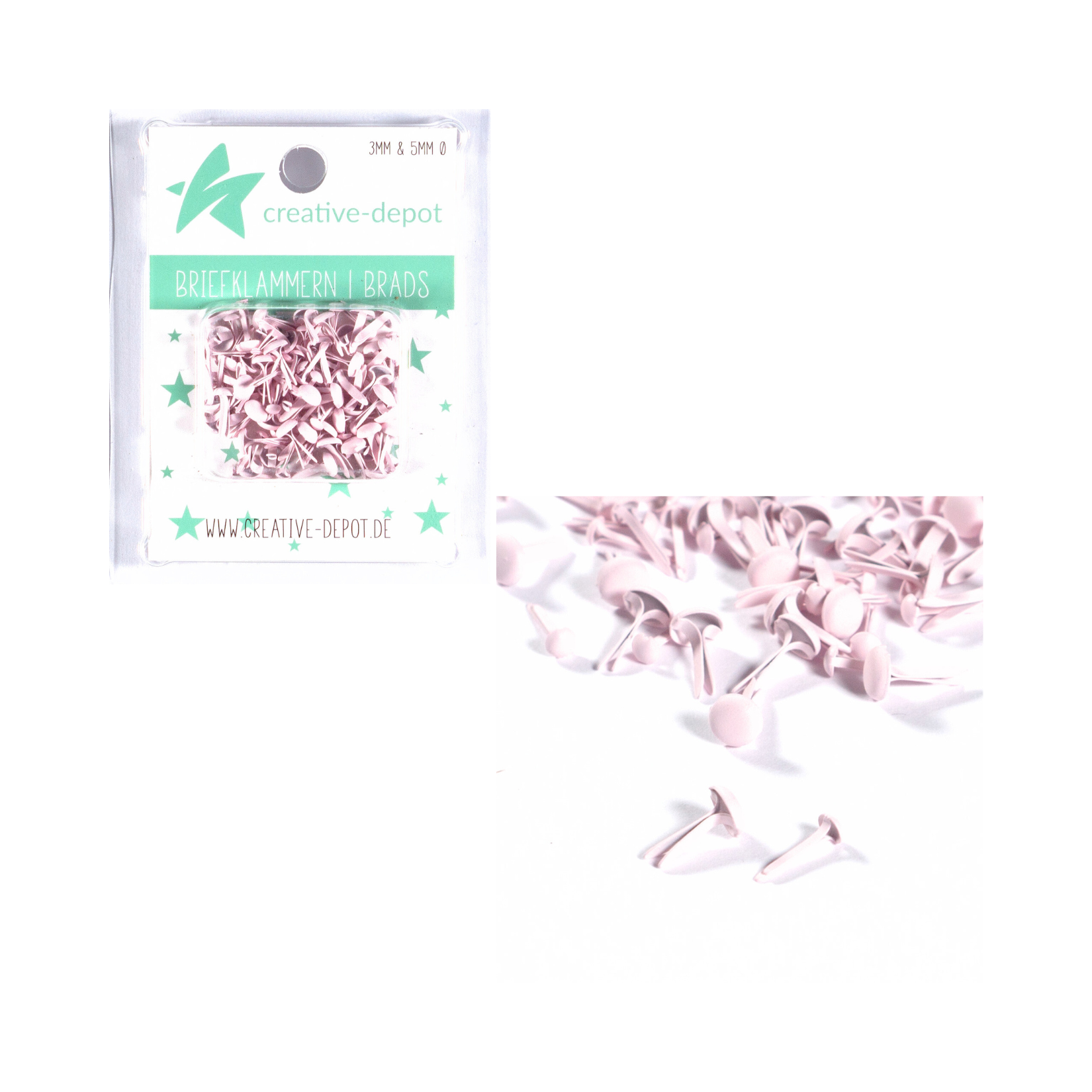 Brads - Babyrosa - Matt - 100 Stück