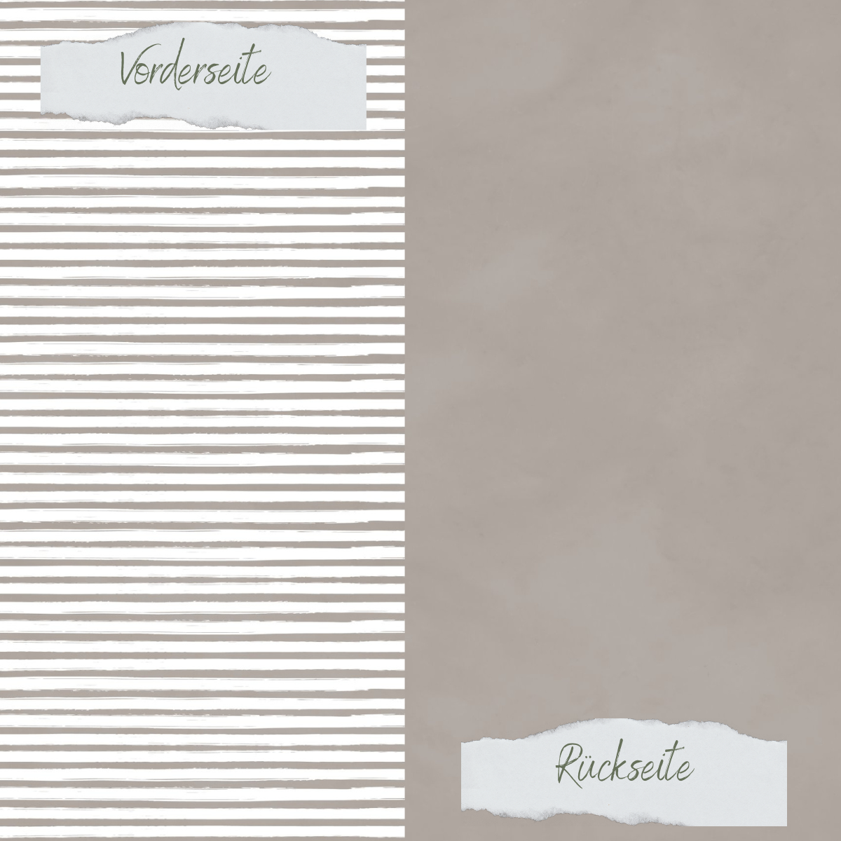 Designpapier - Basic - Taupe - Streifen + Uni - Doppelseitig bedruckt