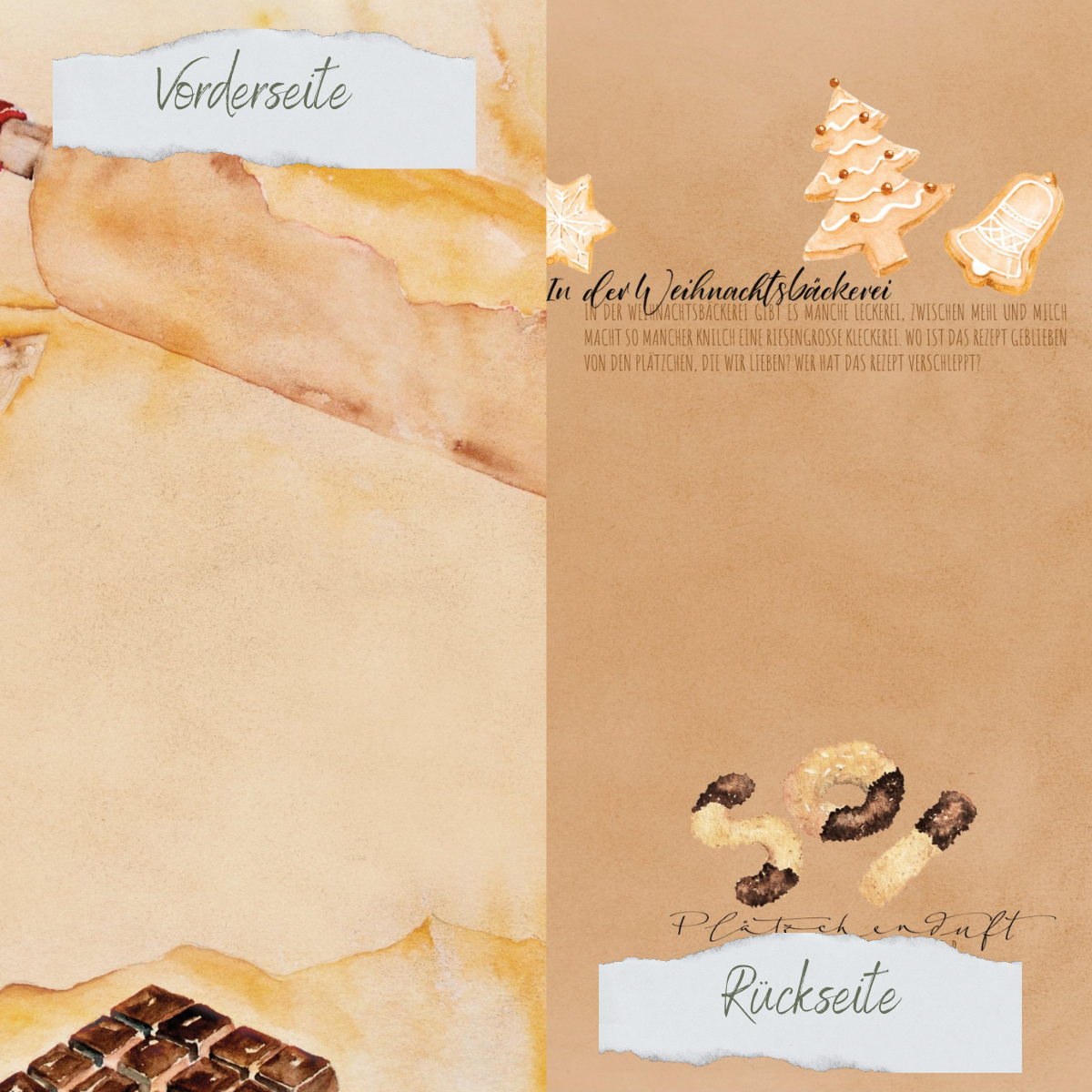 Designpapier - In der Weihnachtsbäckerei - Doppelseitig bedruckt