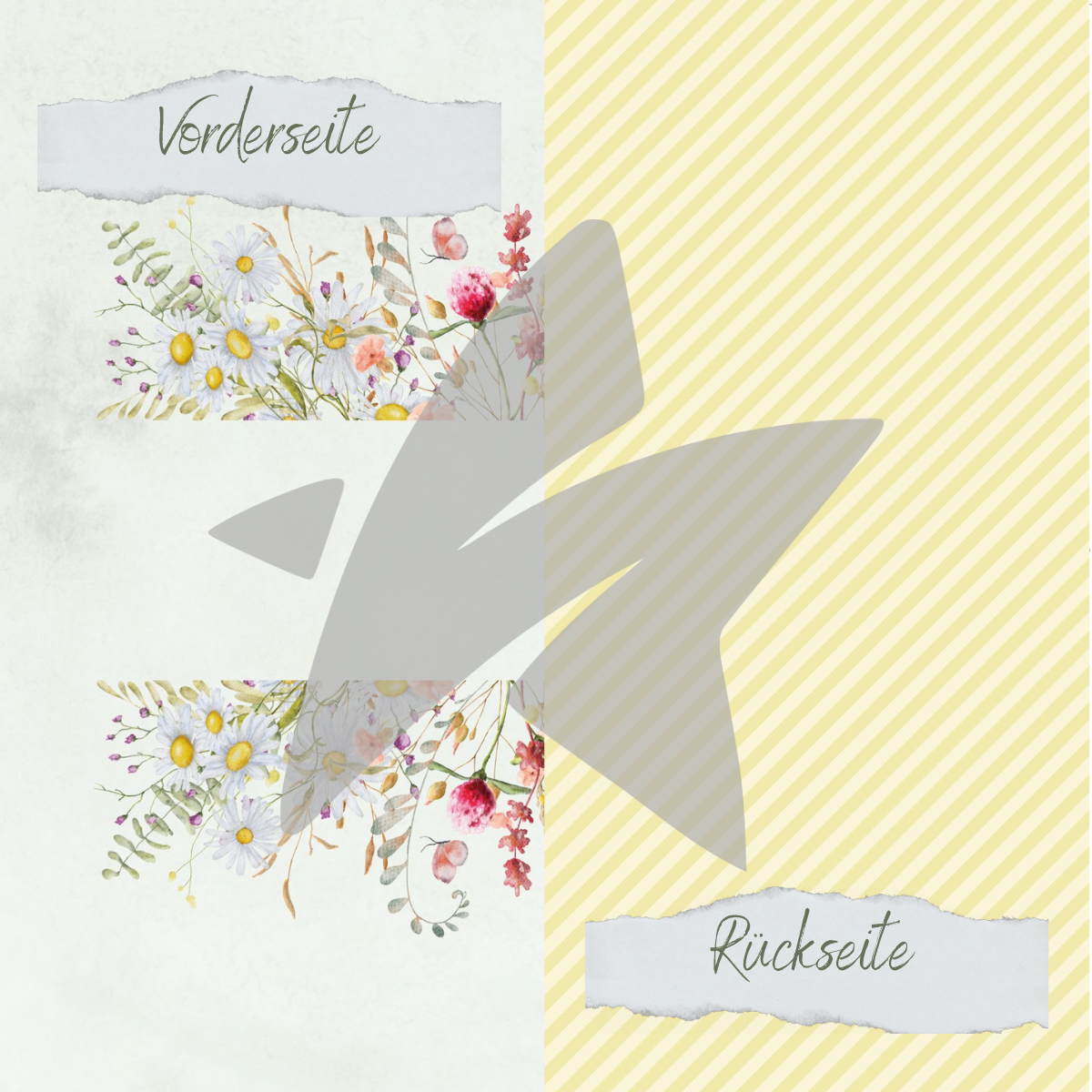 CD-DP-749 Papel de diseño - Wilde Blumen - Bordüre - Impreso por las dos caras