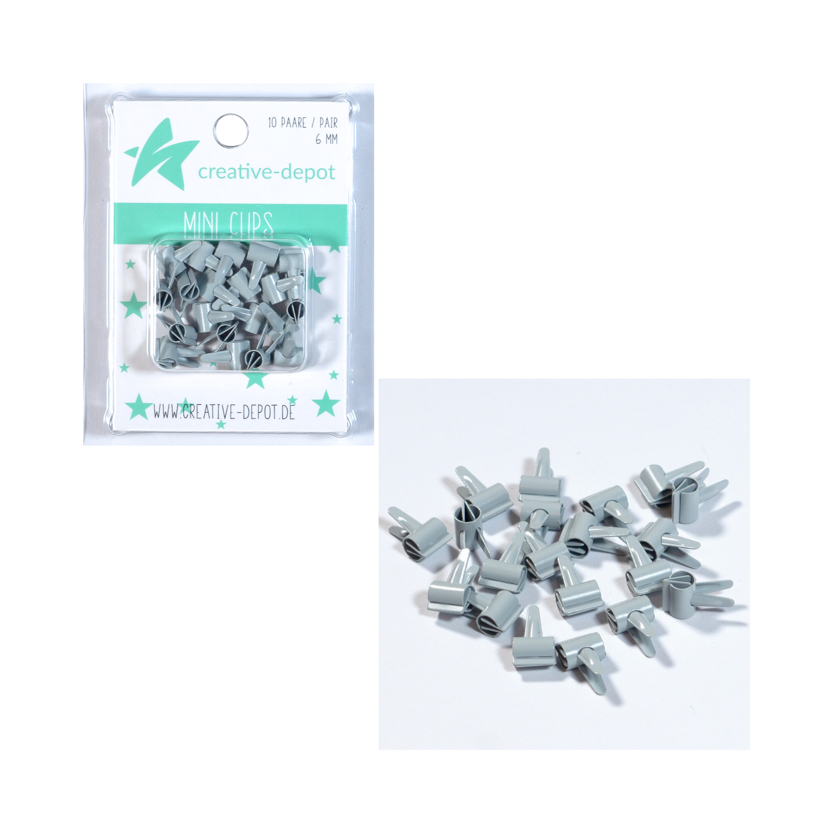 Mini Clip - Hellgrau - Matt - 20 Stück