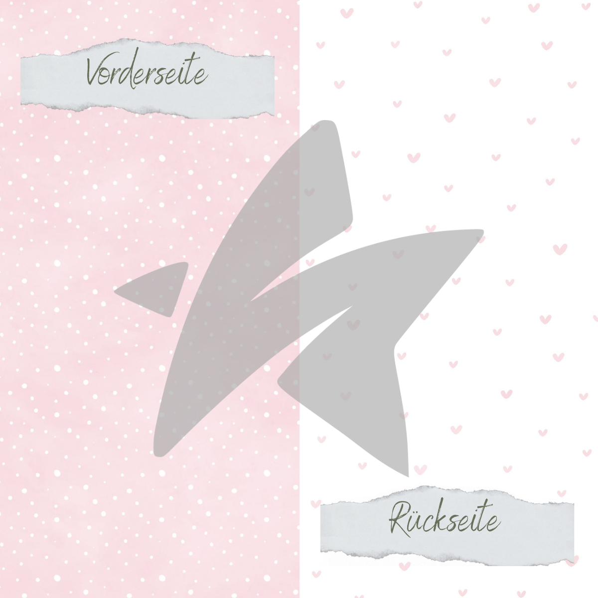 CD-BP-109 Papier à dessin - Basic - Baby Rosa - Doodle Herzen + Sprenkel - Imprimé double face