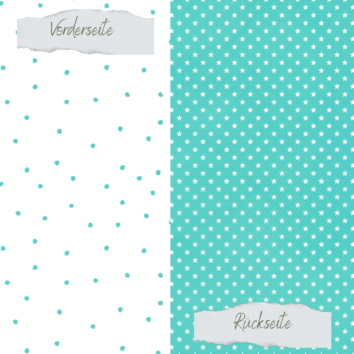 Papel de diseño - Basic - Sommertürkis - Tupfen + Sternchen beidseitig bedruckt Papel de diseño - Basic - Sommertürkis - Tupfen + Sternchen beidseitig bedruckt