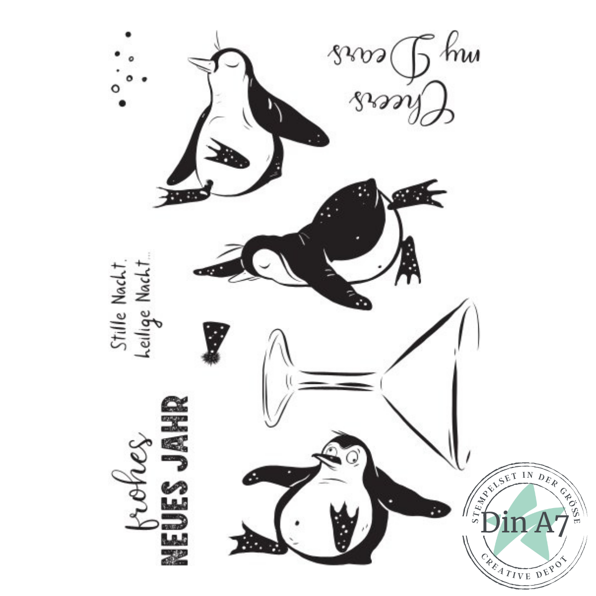 Stempelset - Pinguin-Feier 