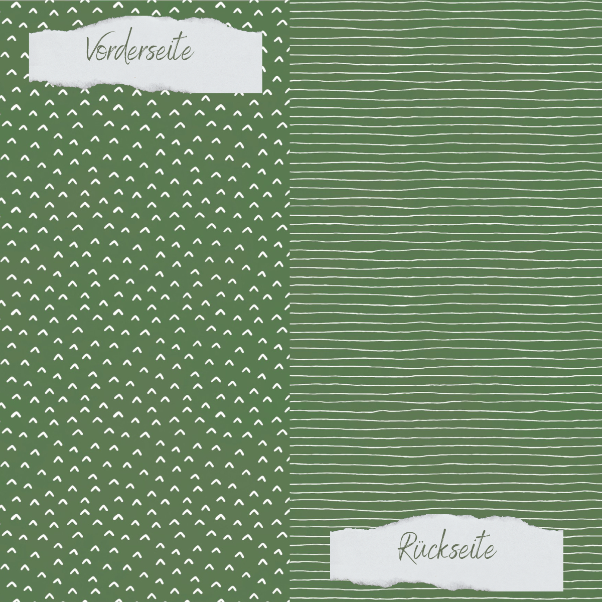 Designpapier - Basic - Olive - Doodle Dächer + Streifen - Doppelseitig bedruckt