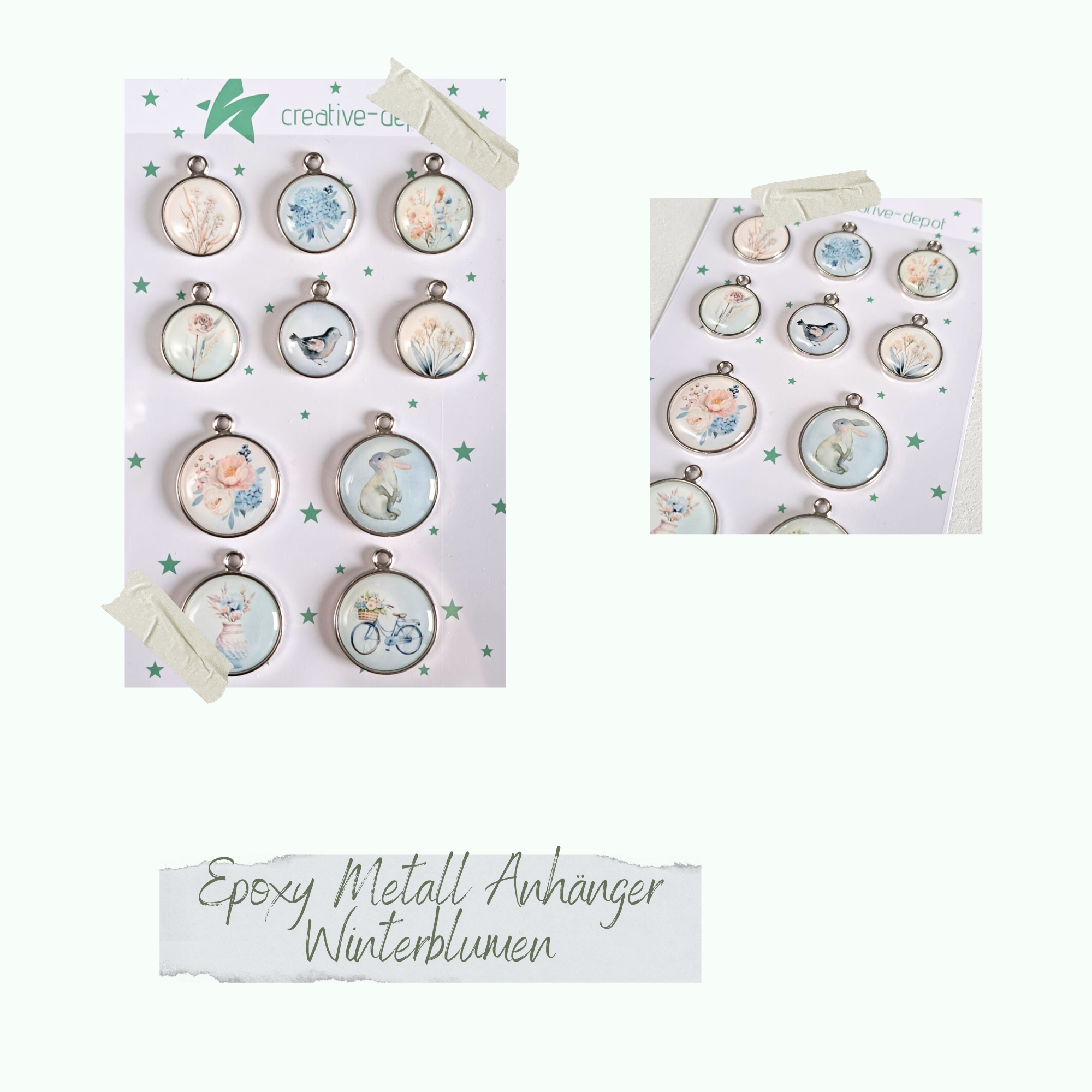 CD-EM-007 Epoxy Metall Anhänger - Winterblumen